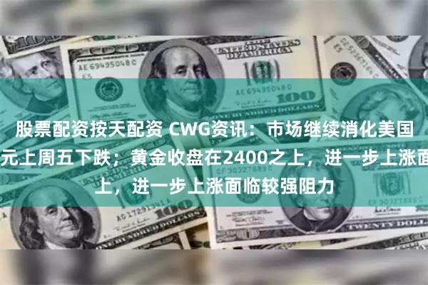 股票配资按天配资 CWG资讯：市场继续消化美国通胀数据 美元上周五下跌；黄金收盘在2400之上，进一步上涨面临较强阻力