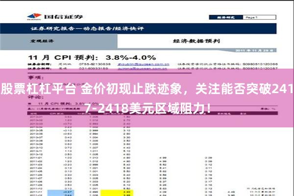 股票杠杠平台 金价初现止跌迹象，关注能否突破2417-2418美元区域阻力！