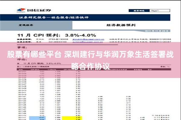 股票有哪些平台 深圳建行与华润万象生活签署战略合作协议