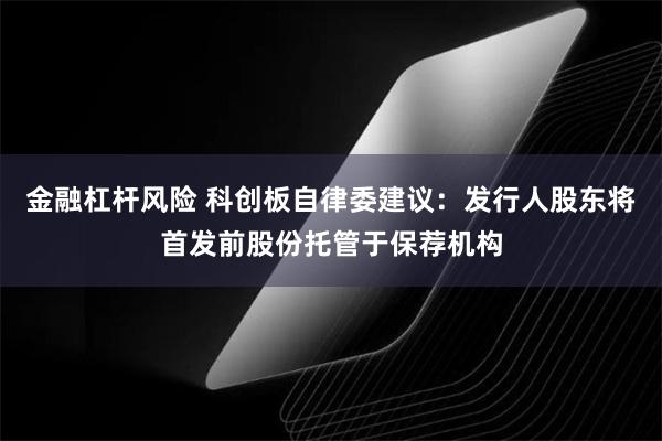 金融杠杆风险 科创板自律委建议：发行人股东将首发前股份托管于保荐机构