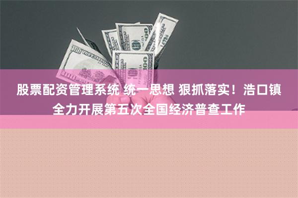 股票配资管理系统 统一思想 狠抓落实！浩口镇全力开展第五次全国经济普查工作