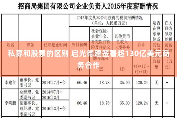 私募和股票的区别 启光德建签署超130亿美元商务合作